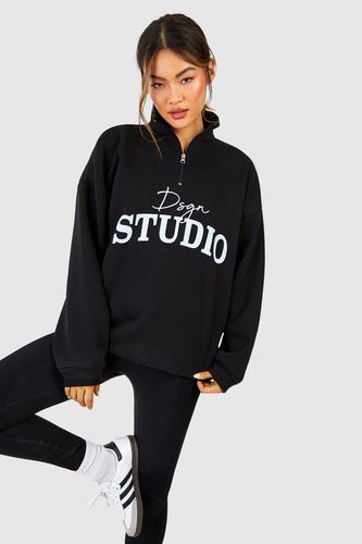 Womens Dsgn Studio Half Zip Oversized Sweatshirt - - L - boohoo - Modalova
