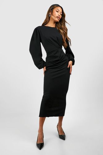 Womens Drape Side Volume Sleeve Crepe Midaxi Dress - - 10 - boohoo - Modalova