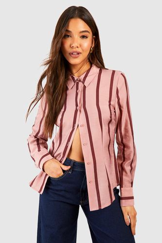 Womens Stripe Fitted Shirt - - 14 - boohoo - Modalova