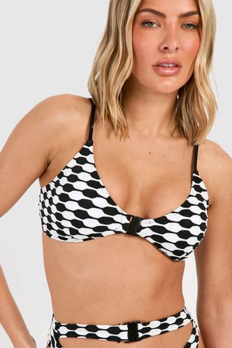 Womens Geo Textured Clasp Detail Bikini Top - - 10 - boohoo - Modalova