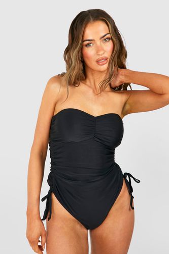Womens Ruched Bandeau Tummy Control Swimsuit - - 10 - boohoo - Modalova