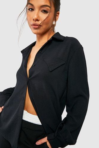 Womens Hammered Pocket Detail Relaxed Fit Shirt - - 10 - boohoo - Modalova
