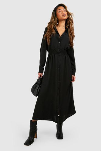 Womens Hammered Shirred Waist Shirt Dress - - 10 - boohoo - Modalova