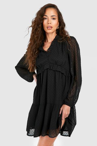 Womens Dobby Chiffon Frill Mini Dress - - 14 - boohoo - Modalova