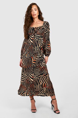 Womens Animal Print Rouched Bust Midi Dress - - 12 - boohoo - Modalova