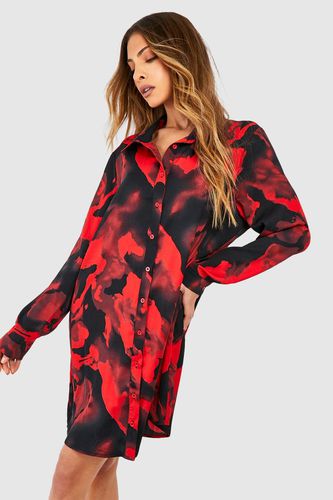 Womens Abstract Floral Print Shirt Dress - - 10 - boohoo - Modalova