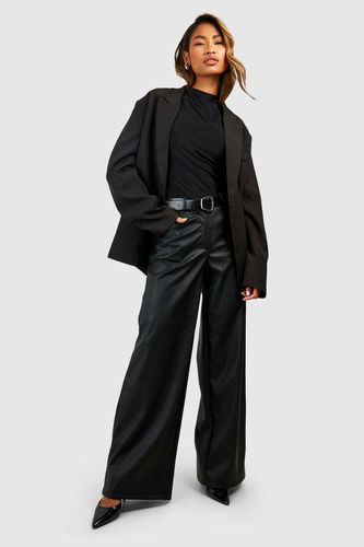 Womens Leather Look Slouchy Dad Trouser - - 12 - boohoo - Modalova