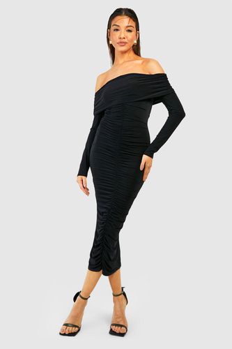 Womens Bardot Long Sleeve Slinky Midaxi Dress - - 10 - boohoo - Modalova