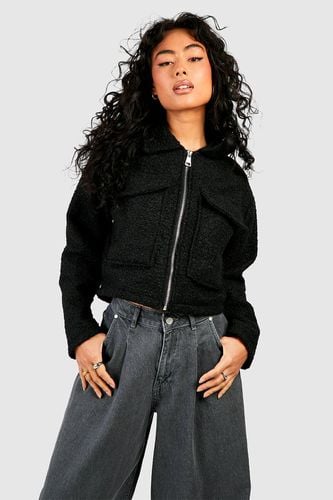 Womens Textured Pocket Detail Jacket - - 12 - boohoo - Modalova