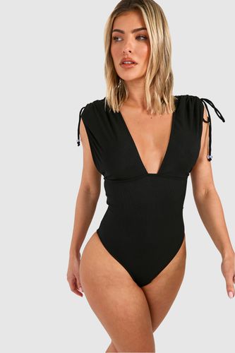 Womens Bead Detail Ribbed Plunge Swimsuit - - 6 - boohoo - Modalova