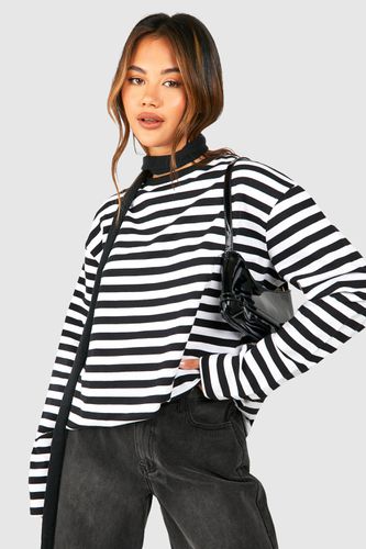Womens Premium Stripe Terry Oversized Long Sleeve Tee - - 10 - boohoo - Modalova