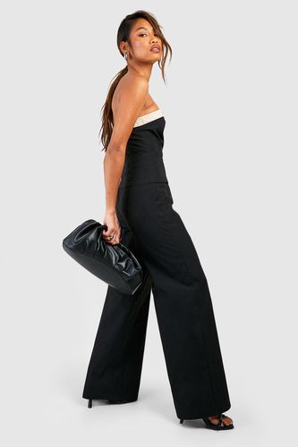 Womens Bandeau Tailored Contrast Jumpsuit - - 14 - boohoo - Modalova