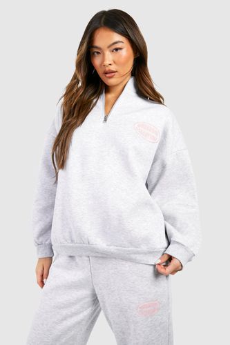 Womens Warddressing gown Essentials Puff Print Oversized Half Zip Sweatshirt - - M - boohoo - Modalova