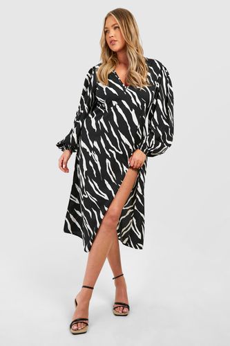 Womens Plus Animal Print Blouson Sleeve Midi Dress - - 16 - boohoo - Modalova