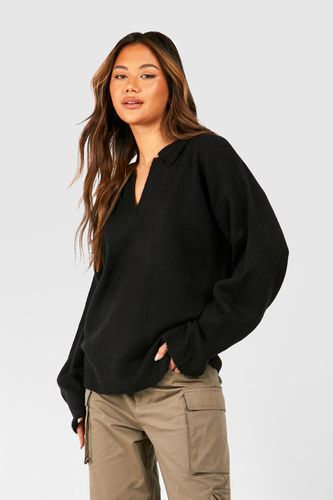 Womens Soft Knit Polo Collar Jumper - - L - boohoo - Modalova