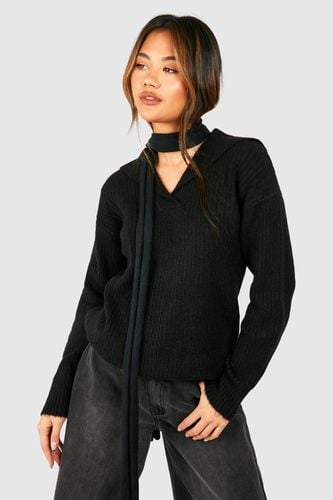 Womens Soft Rib Knit Polo Collar Jumper - - L - boohoo - Modalova