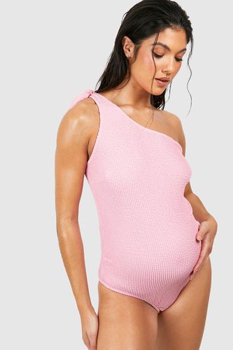 Womens Maternity Crinkle Tie One Shoulder Swimsuit - - 14 - boohoo - Modalova