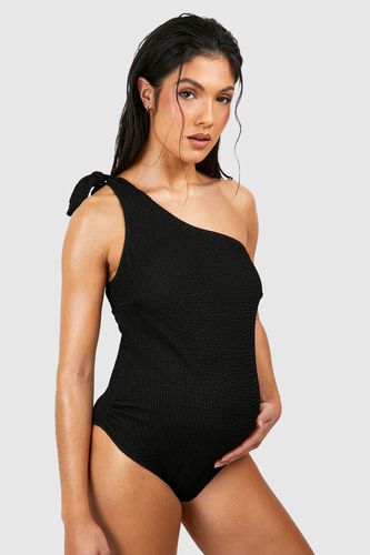 Womens Maternity Crinkle Tie One Shoulder Swimsuit - - 10 - boohoo - Modalova