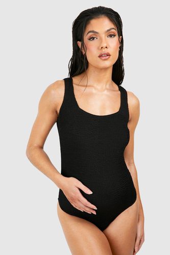 Womens Maternity Crinkle Square Neck Swimsuit - - 10 - boohoo - Modalova