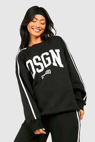 Womens Dsgn Studio Slogan Side Stripe Oversized Sweatshirt - - S - boohoo - Modalova