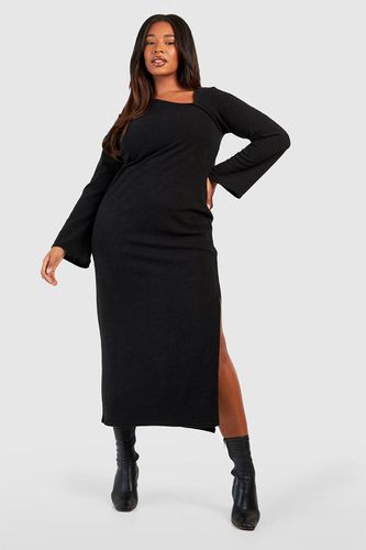 Womens Plus Knitted Asymmetic Split Midaxi Dress - - 26 - boohoo - Modalova