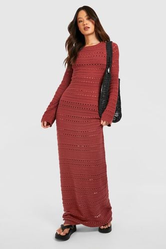 Womens Tall Crochet Tie Back Knitted Maxi Dress - - 12 - boohoo - Modalova