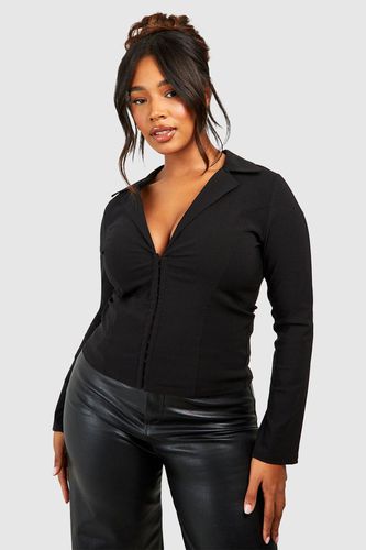 Womens Plus Bengaline Hook And Eye Corset Shirt Top - - 22 - boohoo - Modalova