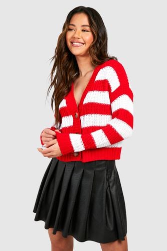 Womens Wide Stripe Button Through Crop Cardigan - - L - boohoo - Modalova