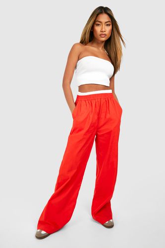 Womens Contrast Waistband Detail Trousers - - 12 - boohoo - Modalova