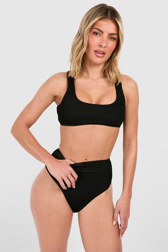Womens Mix & Match Crinkle High Waist Bikini Brief - - 10 - boohoo - Modalova