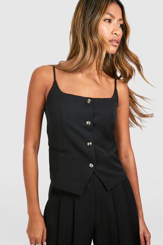 Womens Linen Look Contrast Button Waistcoat - - 16 - boohoo - Modalova