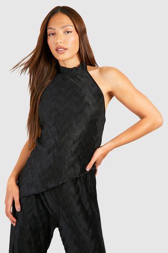 Womens Tall Plisse Halterneck Asymmetric Top - - 14 - boohoo - Modalova