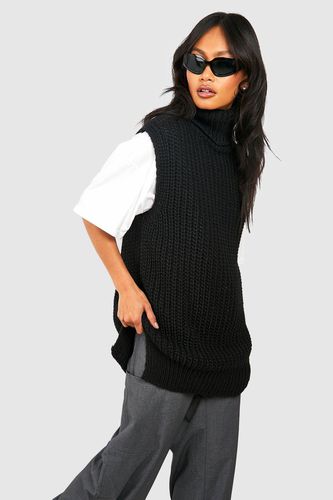 Womens Oversized Chunky Knit Roll Neck Sleeveless Vest - - One Size - boohoo - Modalova