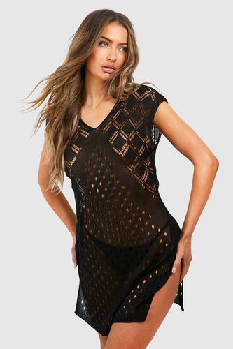 Womens Crochet Knit Cover-up Beach Dress - - L - boohoo - Modalova