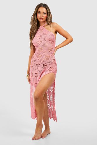 Womens Floral Crochet Halterneck Beach Maxi Dress - - L - boohoo - Modalova