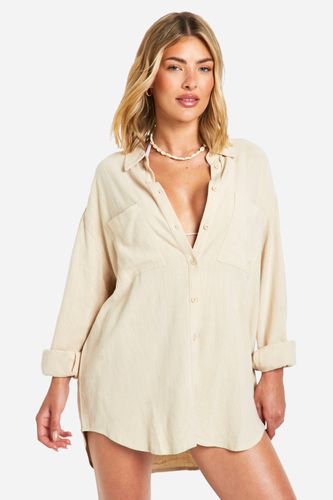 Womens Linen Look Oversized Beach Shirt - - L - boohoo - Modalova