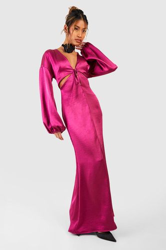Womens Satin Cut Out Blouson Sleeve Maxi Dress - - 10 - boohoo - Modalova