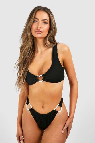 Womens Heart Trim Crinkle Bikini Set - - 10 - boohoo - Modalova