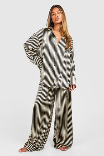 Womens Stripe Oversized Pyjama Set - - 10 - boohoo - Modalova