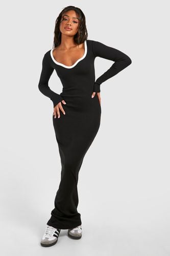 Womens Premium Contrast Binding Notch Detail Maxi Dress - - 10 - boohoo - Modalova