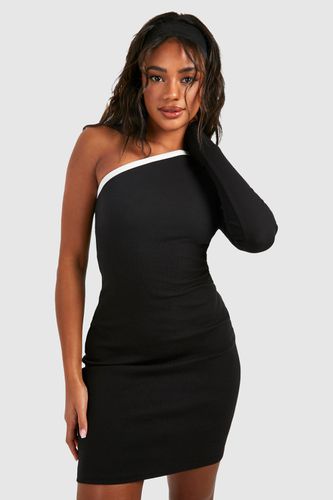 Womens Premium Contrast Binding One Shoulder Mini Dress - - 14 - boohoo - Modalova