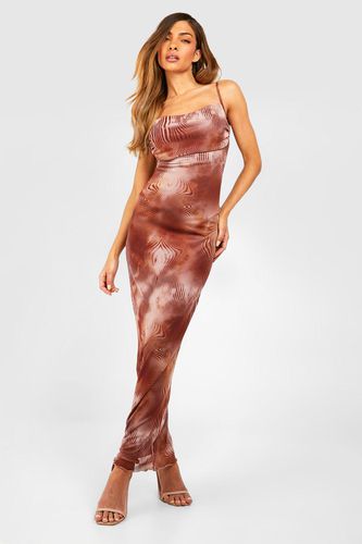 Womens Abstract Print Mesh Rouched Bust Maxi Slip Dress - - 10 - boohoo - Modalova