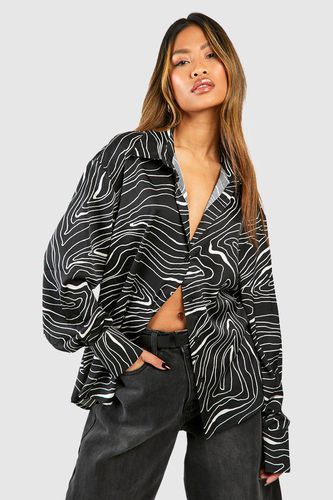 Womens Abstract Printed Oversized Shirt - - 12 - boohoo - Modalova