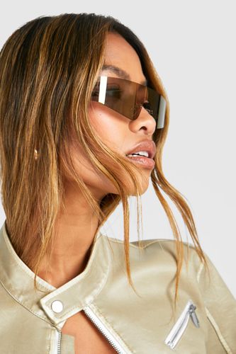 Womens Square Visor Sunglasses - - One Size - boohoo - Modalova