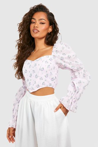 Womens Floral Puff Sleeve Corset - - 10 - boohoo - Modalova