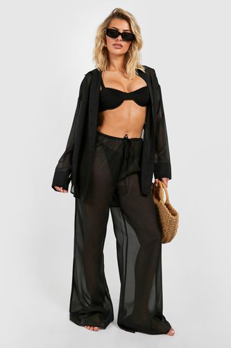 Womens Drawstring Chiffon Beach Trousers - - S - boohoo - Modalova