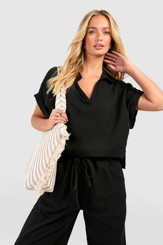 Womens Linen Look Cover-up Beach Shirt - - L - boohoo - Modalova