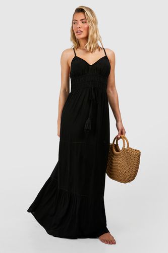 Womens Crinkle Tassel Detail Beach Maxi Dress - - L - boohoo - Modalova