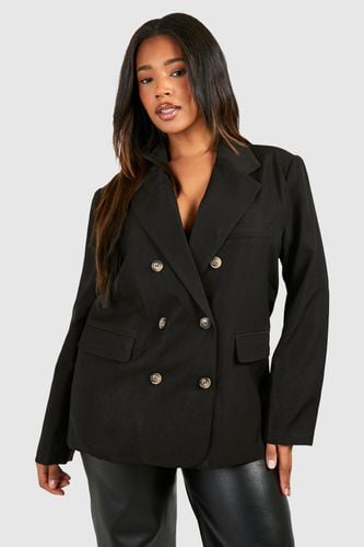 Womens Plus Double Breasted Relaxed Fit Tailored Blazer - - 16 - boohoo - Modalova