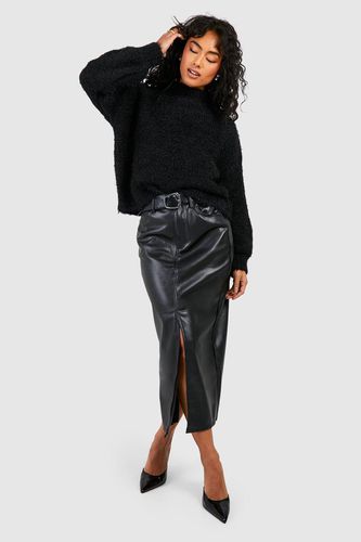 Womens Leather Look Split Midi Skirt - - XS - boohoo - Modalova